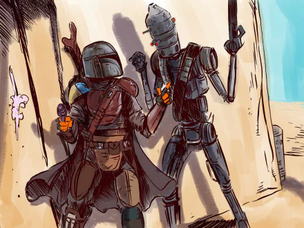 IG-11 (Star Wars) Star Wars The Mandalorian (Character) TV Show The Mandalorian (TV Show) HD Desktop Wallpaper | Background Image