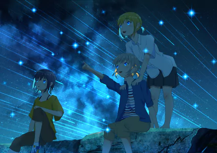 shooting star starry sky Anime Original HD Desktop Wallpaper | Background Image