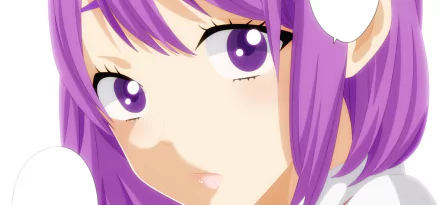 Close-up HD anime wallpaper of Nene Odagiri from Yamada-kun and the Seven Witches, featuring her detailed purple eyes and vibrant hair.