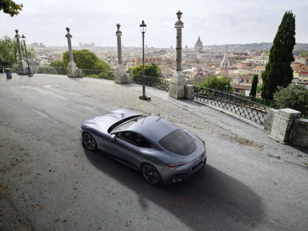 silver car car supercar Ferrari vehicle Ferrari Roma HD Desktop Wallpaper | Background Image