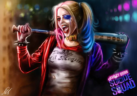 wink blonde lipstick baseball bat DC Comics Comic Harley Quinn HD Desktop Wallpaper | Background Image