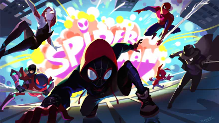 Peni Parker Gwen Stacy Spider-Ham Spider-Man Noir Miles Morales spider man movie Spider-Man: Into The Spider-Verse HD Desktop Wallpaper | Background Image
