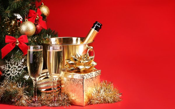 Food Champagne Christmas Gift Christmas Ornaments HD Wallpaper | Background Image