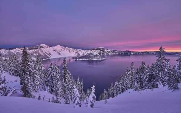 Earth Crater Lake Winter Snow Lake Nature HD Wallpaper | Background Image