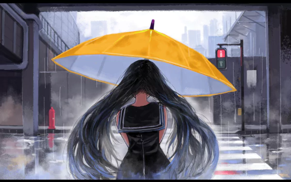 street light umbrella Anime Original HD Desktop Wallpaper | Background Image