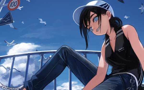 Anime Original Blue Eyes Black Hair HD Wallpaper | Background Image