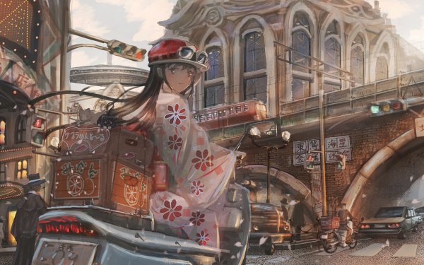 Anime Original Vehicle City HD Wallpaper | Background Image