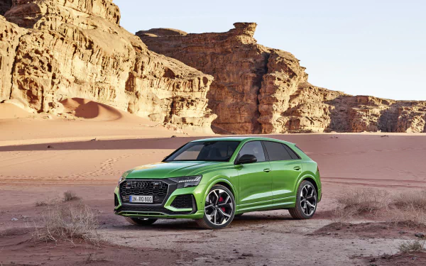 SUV green car car desert Audi vehicle Audi RS Q8 HD Desktop Wallpaper | Background Image