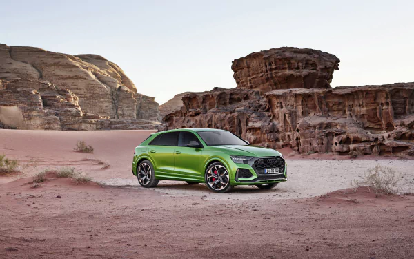 SUV green car car desert Audi vehicle Audi RS Q8 HD Desktop Wallpaper | Background Image