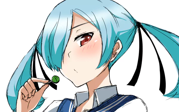 Anime-style HD desktop wallpaper featuring Noa Takigawa from Yamada-kun and the Seven Witches, showing her with blue hair and a contemplative expression.