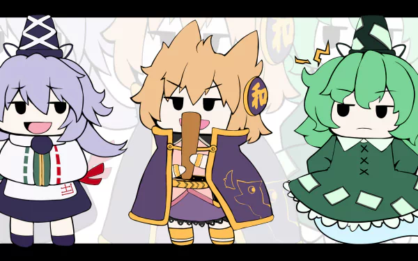 chibi Soga no Tojiko Toyosatomimi no Miko Mononobe No Futo Yoshika Miyako Seiga Kaku Anime Touhou HD Desktop Wallpaper | Background Image