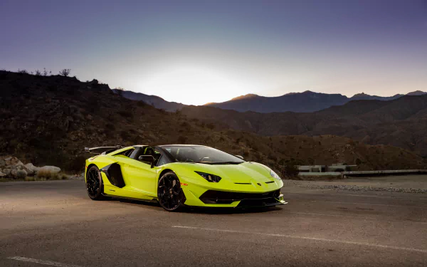 yellow car car Lamborghini Aventador supercar Lamborghini vehicle Lamborghini Aventador SVJ HD Desktop Wallpaper | Background Image