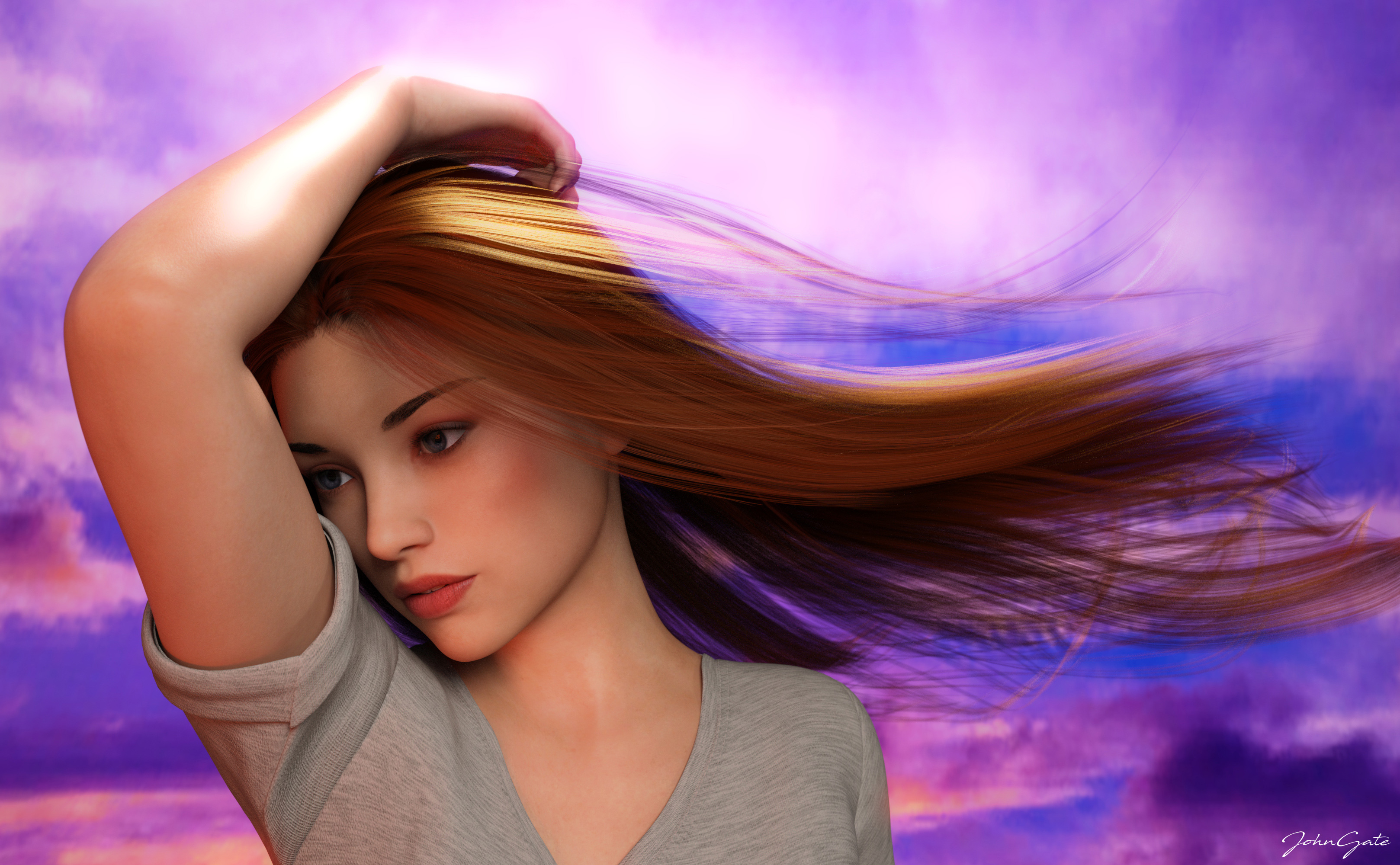 Download Brown Hair Woman Artistic HD Wallpaper by johngate2014