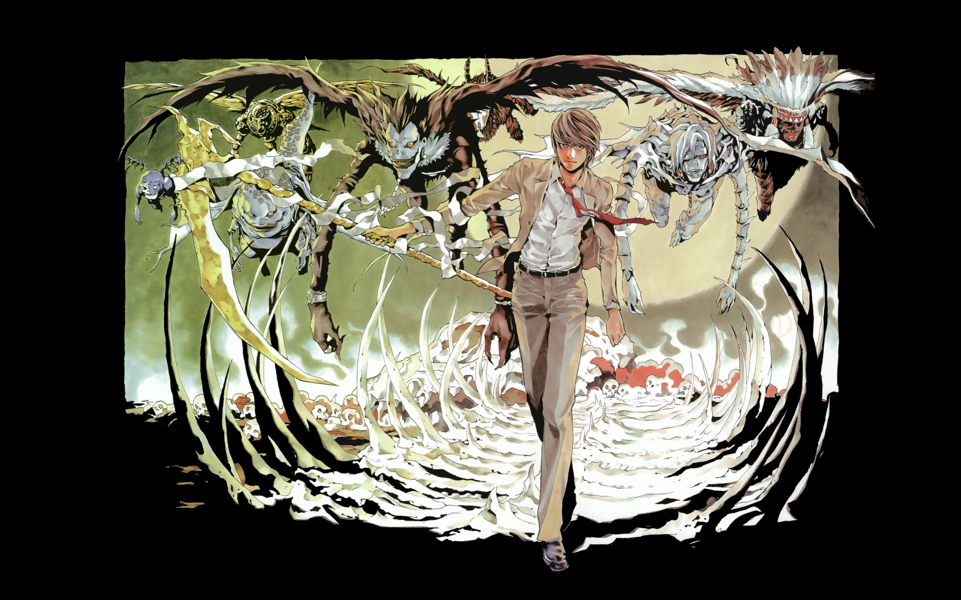 Anime wallpaper featuring Light Yagami from Death Note series