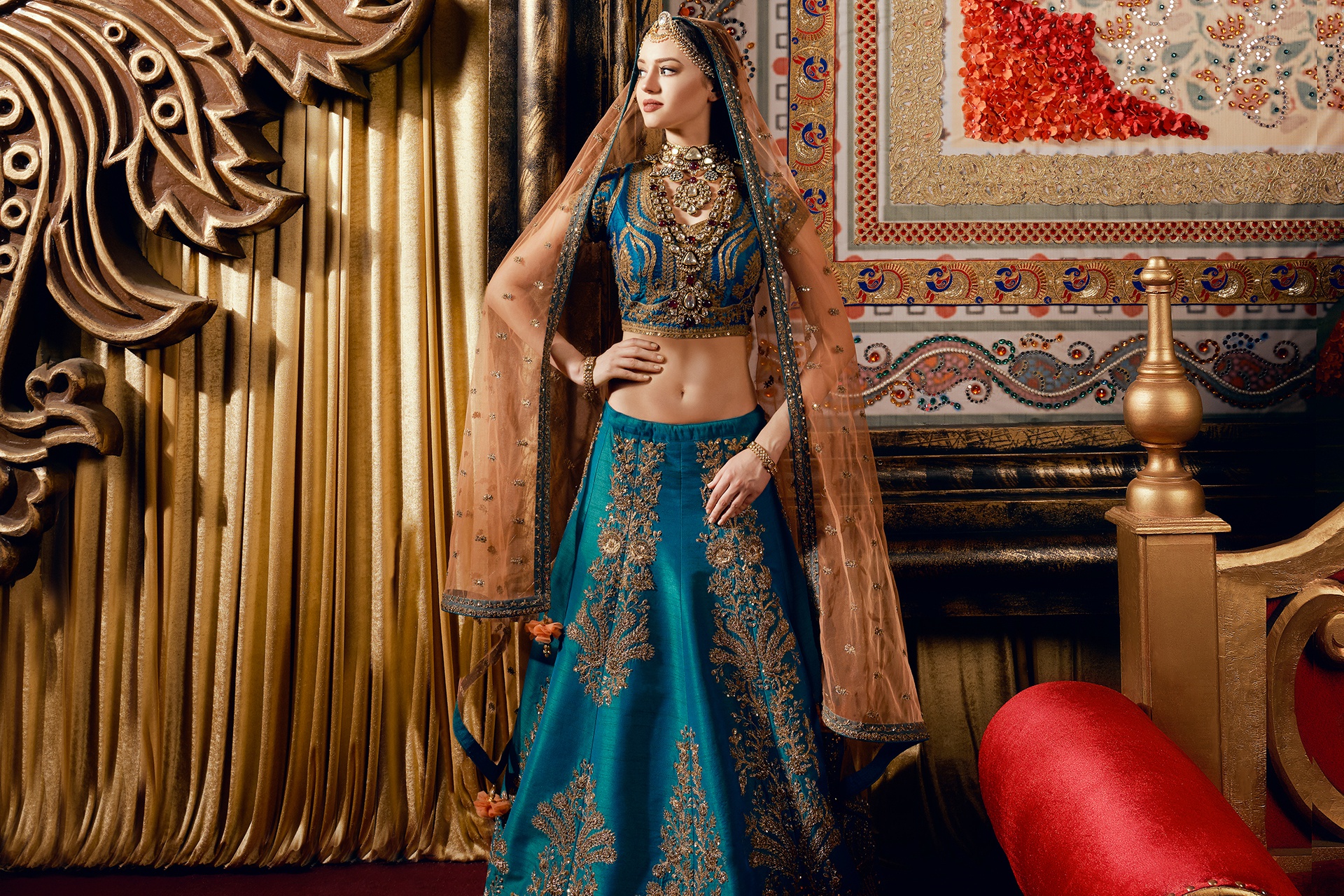 HD wallpaper: woman in brown ghagra choli dress, Aishwarya Arjun, Actress,  Bollywood | Wallpaper Flare