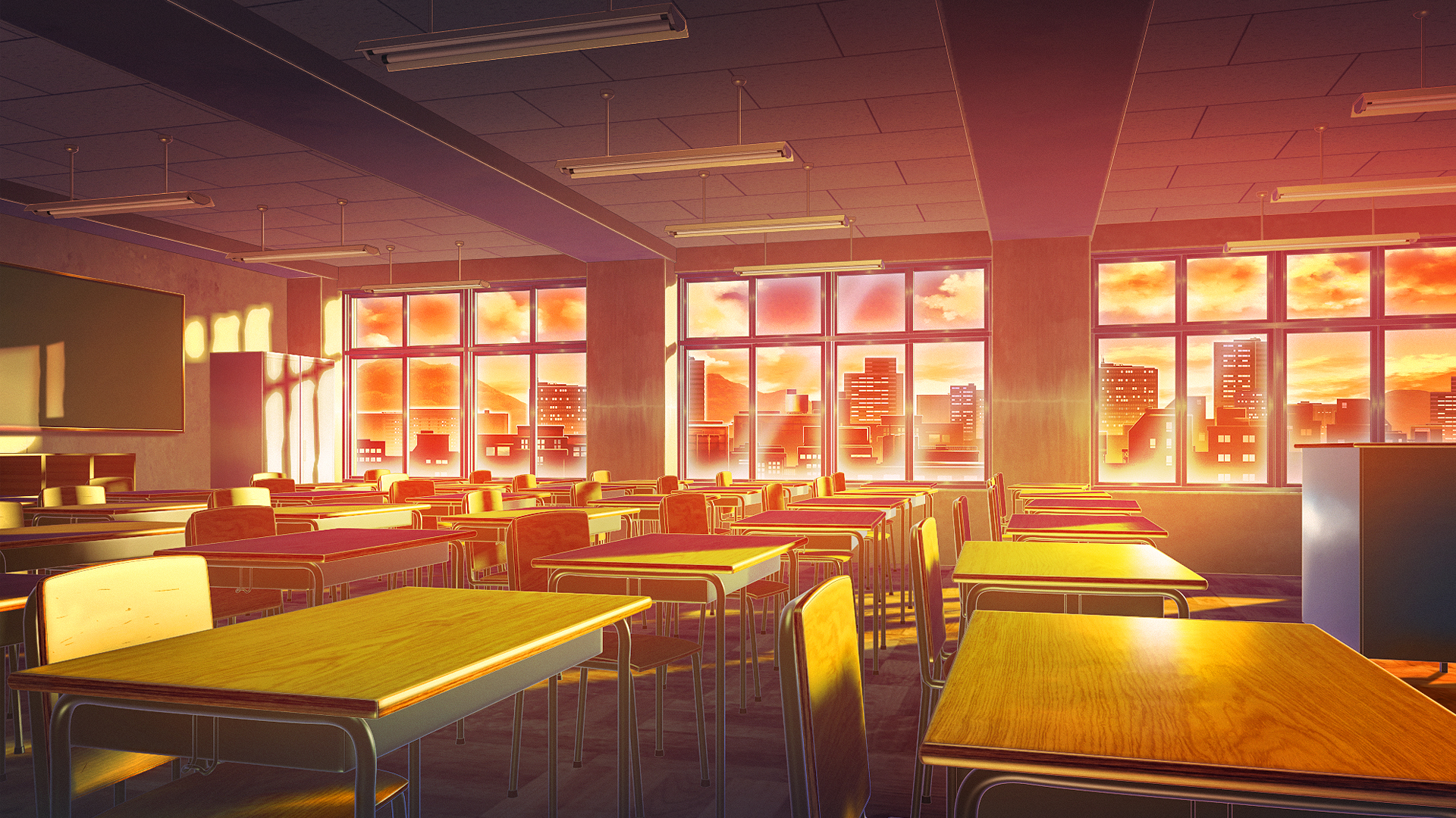 Anime, Room, Classroom, HD wallpaper