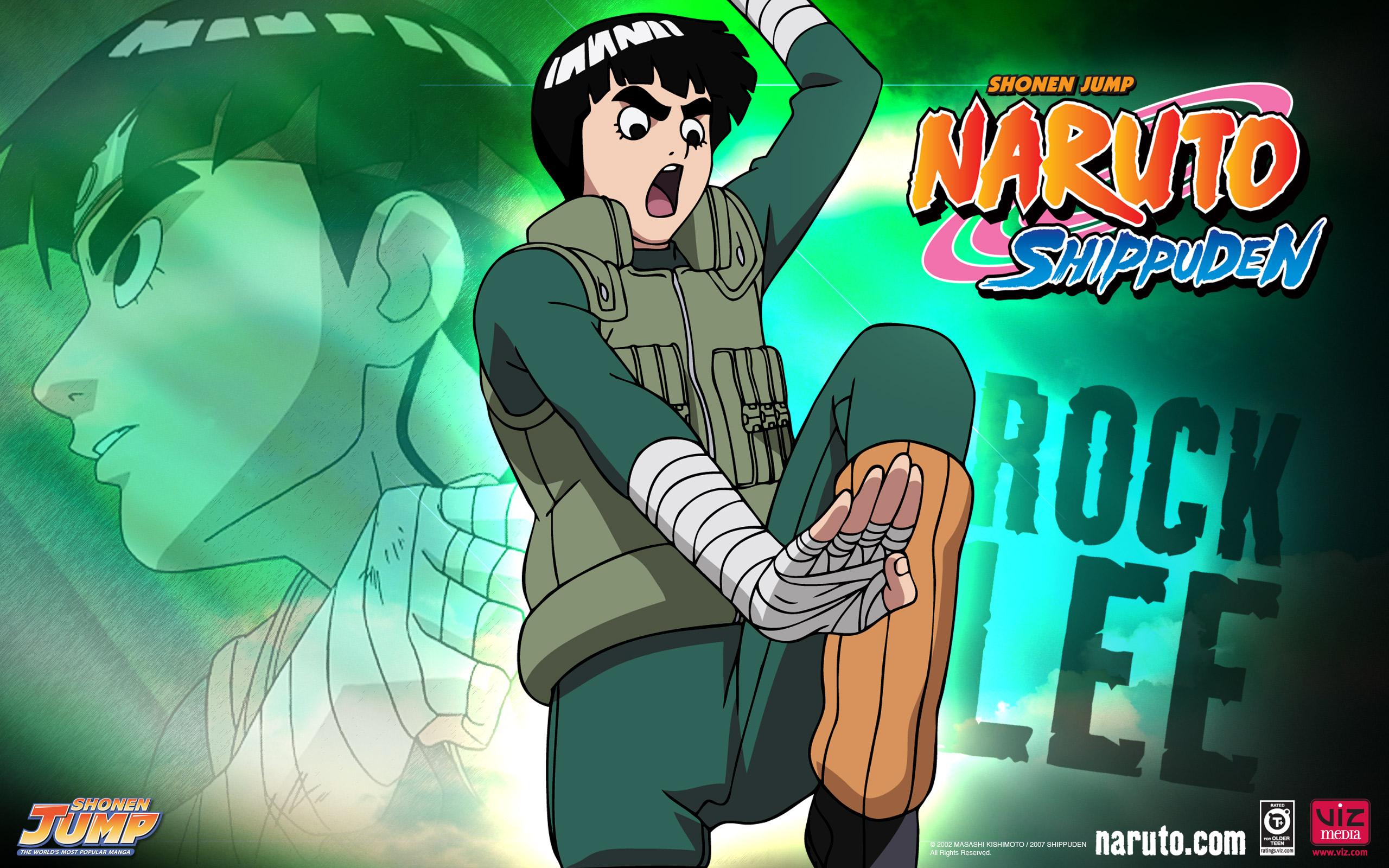 Anime character Rock Lee from Naruto, in a dynamic pose.