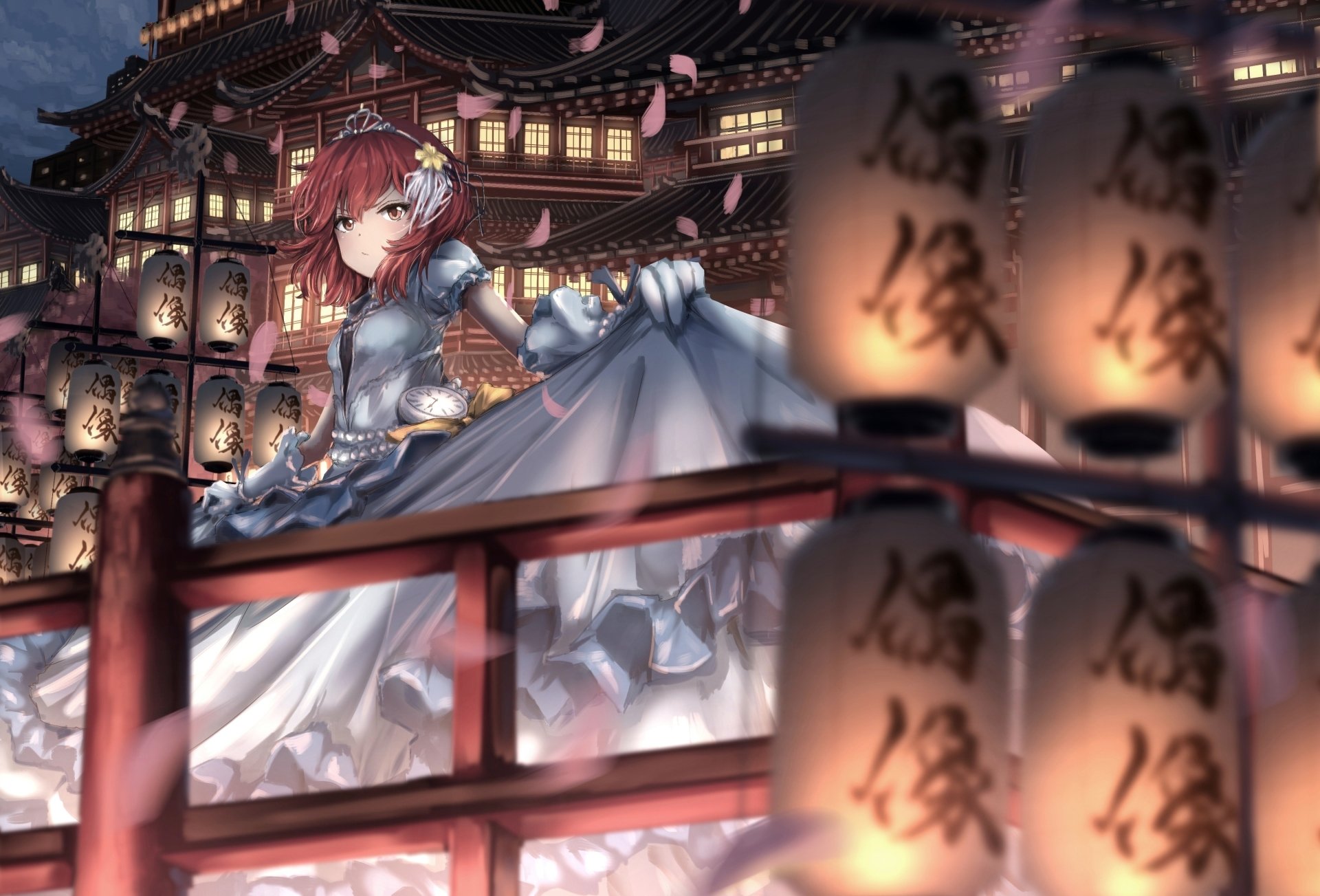 Download Dress Pink Hair Tomoe Murakami Lantern Petal Anime The IDOLM@STER Cinderella Girls HD Wallpaper by 餠