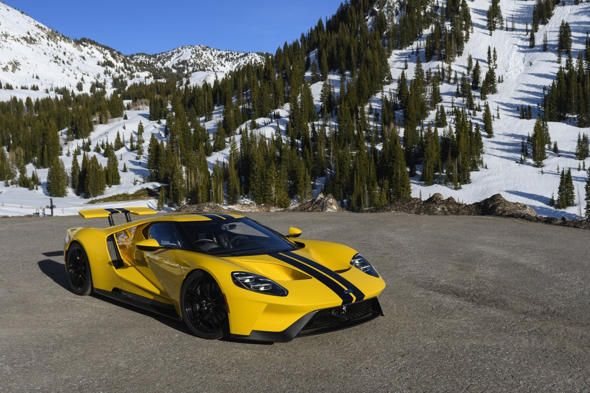 Download Yellow Car Car Supercar Ford Vehicle Ford GT 4k Ultra HD Wallpaper