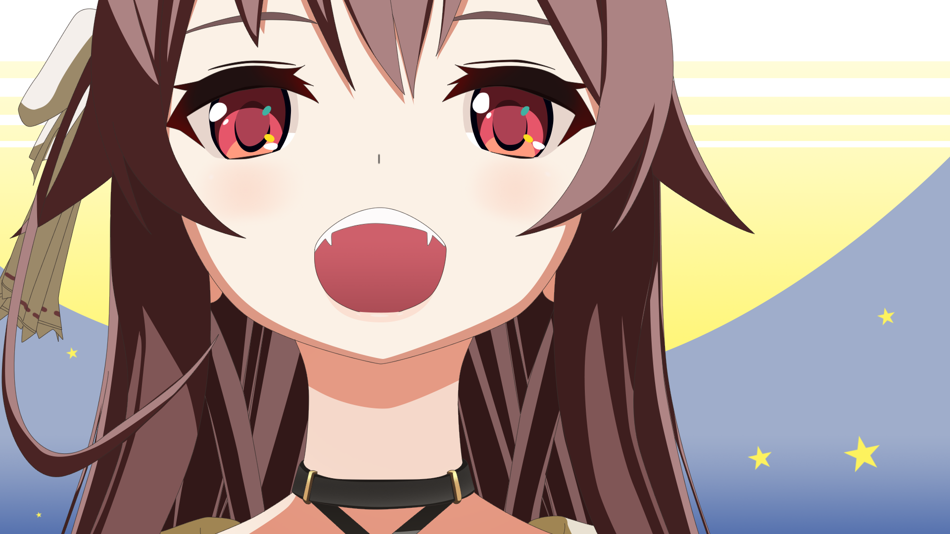 HD anime desktop wallpaper featuring Natori Yaezawa, a Virtual Youtuber, with vibrant colors and expressive eyes.