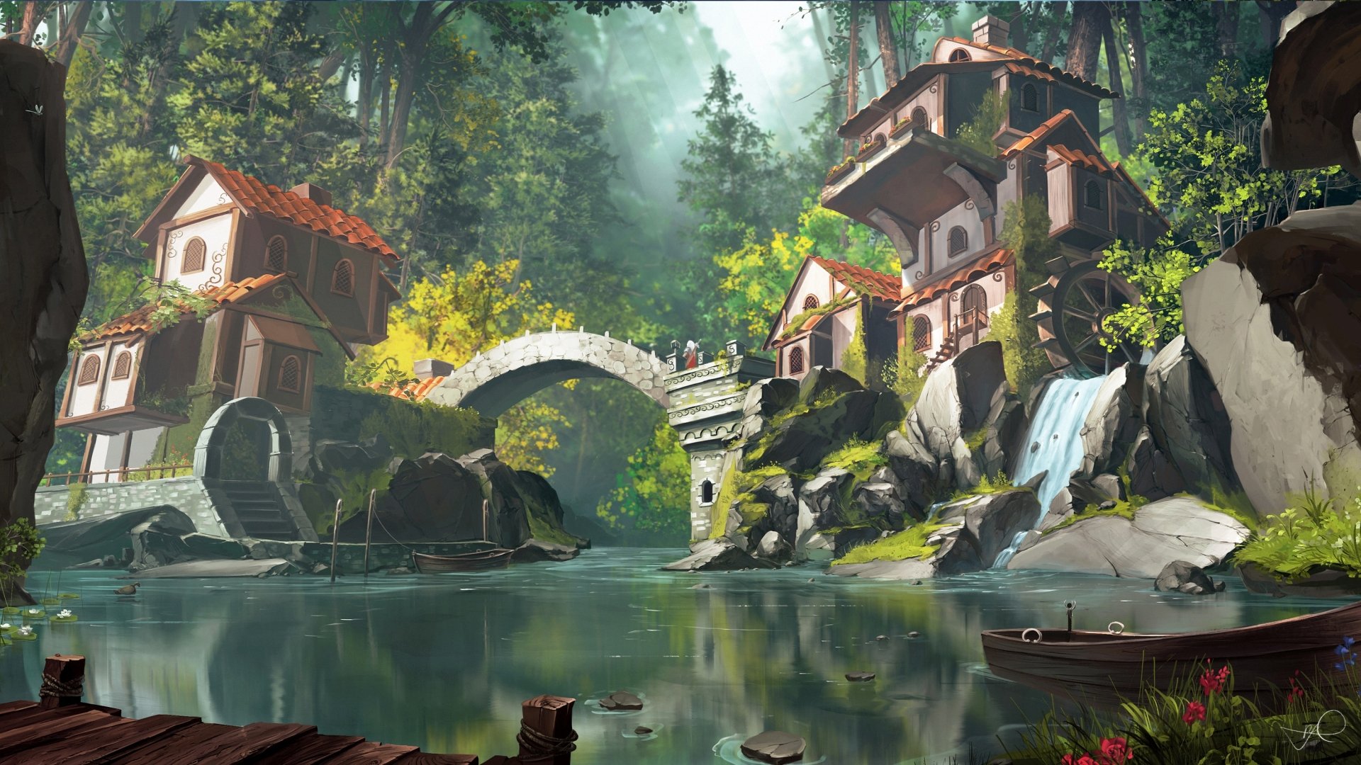 The Watermill Fondo de pantalla HD | Fondo de Escritorio | 3000x1688