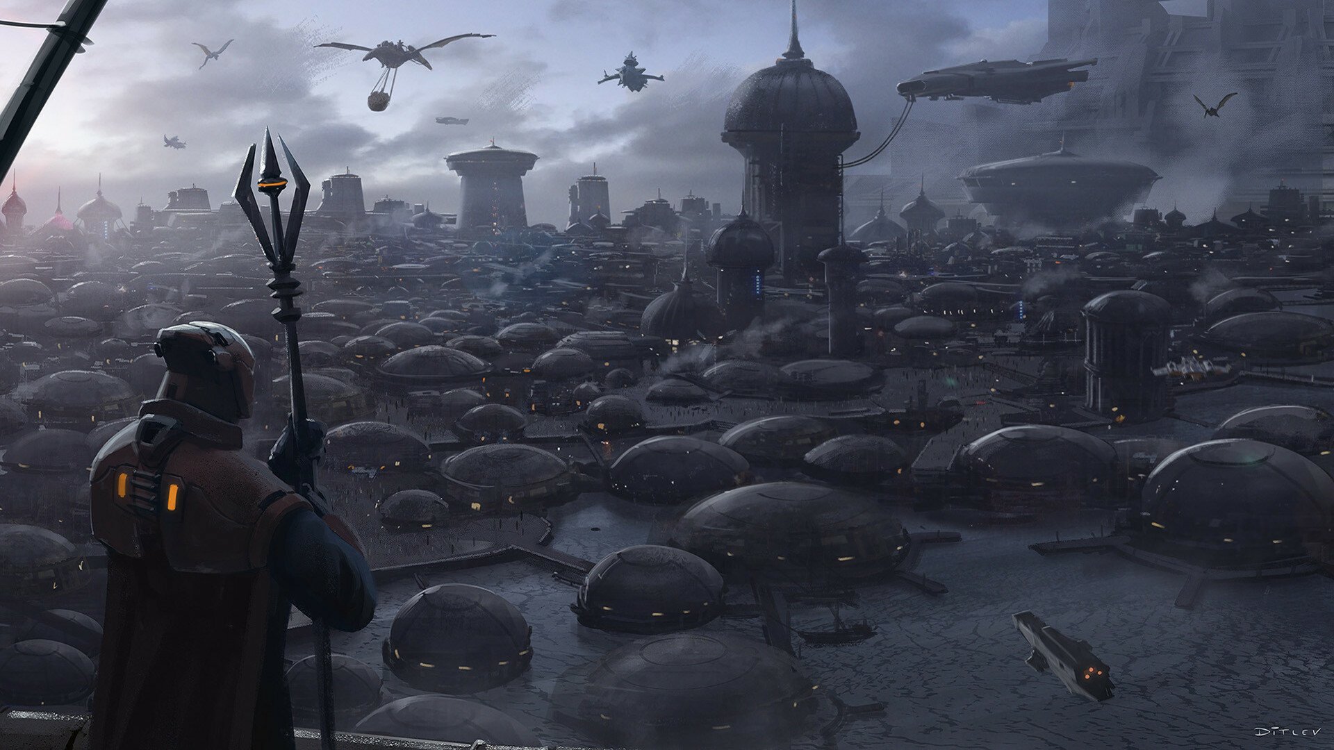 Download Cityscape Sci Fi City Sci Fi City HD Wallpaper by Jan Ditlev