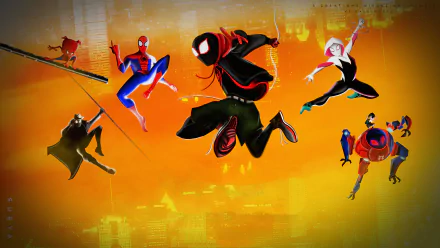 Peni Parker Gwen Stacy Spider-Ham Spider-Man Noir Miles Morales spider man movie Spider-Man: Into The Spider-Verse HD Desktop Wallpaper | Background Image