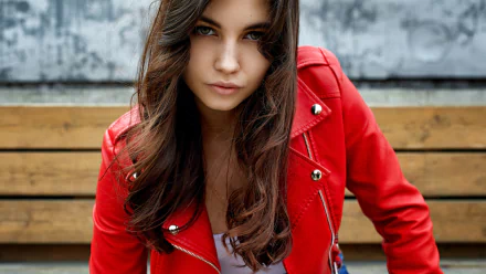 leather jacket brunette woman model HD Desktop Wallpaper | Background Image
