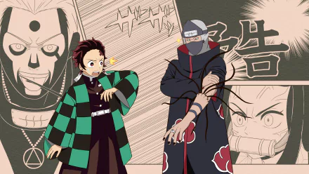 Nezuko Kamado Tanjiro Kamado Kakuzu (Naruto) Hidan (Naruto) Demon Slayer: Kimetsu no Yaiba Naruto Anime crossover HD Desktop Wallpaper | Background Image
