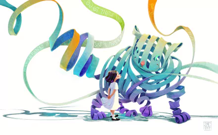 ribbon little girl cat fantasy child HD Desktop Wallpaper | Background Image