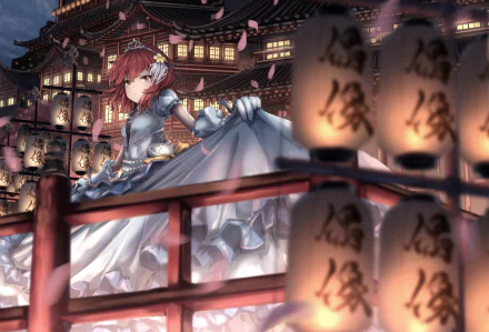 dress pink hair Tomoe Murakami lantern petal Anime The iDOLM@STER Cinderella Girls HD Desktop Wallpaper | Background Image