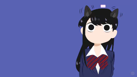 Komi Shouko from Komi-san wa Komyushou Desu anime featured in a vibrant HD desktop wallpaper background design.