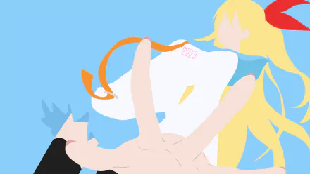 Minimalist vector art of Chitoge Kirisaki from Nisekoi in anime style, featured as an HD PC desktop wallpaper with bright, simplified colors and bold lines.