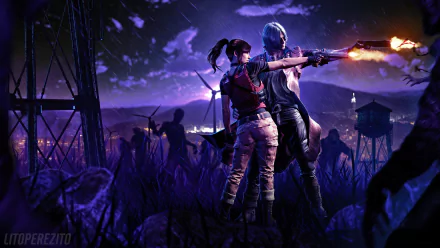  Claire Redfield and Dante shooting zombies by LitoPerezito