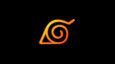 HD desktop wallpaper featuring the iconic orange swirl leaf symbol from the anime Naruto on a black background.
