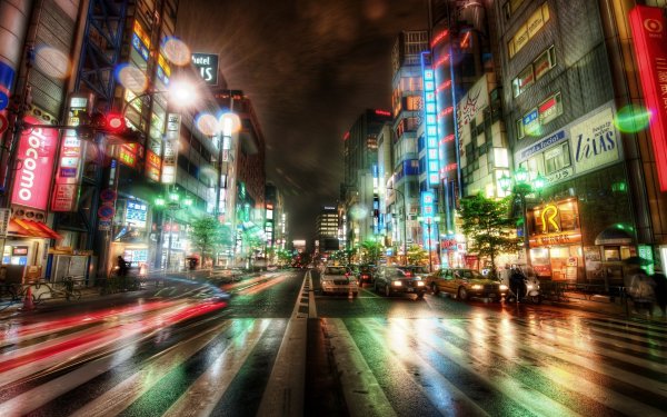 Man Made Tokyo Cities Japan Time-Lapse Night City Street HD Wallpaper | Background Image
