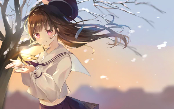 pink eyes brown hair Anime girl anime girl HD Desktop Wallpaper | Background Image