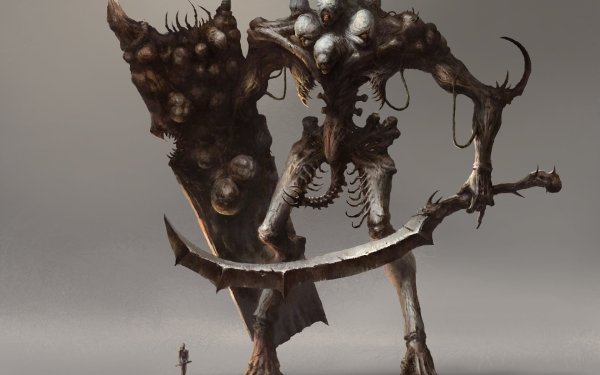 Dark Creepy Sword Giant Shield Creature HD Wallpaper | Background Image