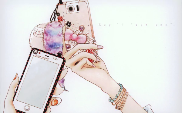 phone Anime Say 'I Love You' HD Desktop Wallpaper | Background Image