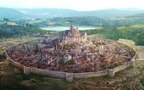 Anime City Castle HD Wallpaper | Background Image