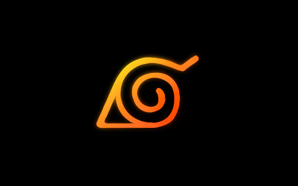HD desktop wallpaper featuring the iconic orange swirl leaf symbol from the anime Naruto on a black background.