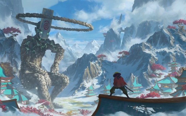 Fantasy Giant Samurai Mountain HD Wallpaper | Background Image