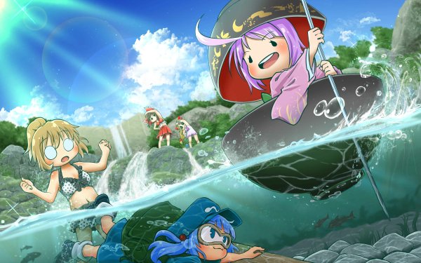 Anime Touhou Marisa Kirisame Shinmyoumaru Sukuna Reimu Hakurei Suika Ibuki Nitori Kawashiro HD Wallpaper | Background Image