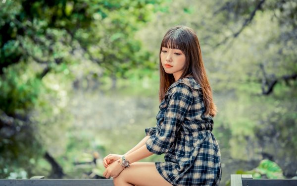 Women Asian Model Depth Of Field Brunette Lipstick HD Wallpaper | Background Image
