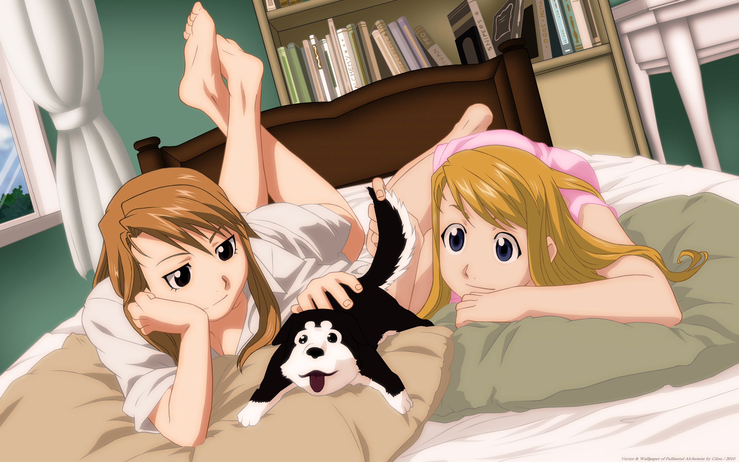 Anime characters Riza Hawkeye and Winry Rockbell from FullMetal Alchemist