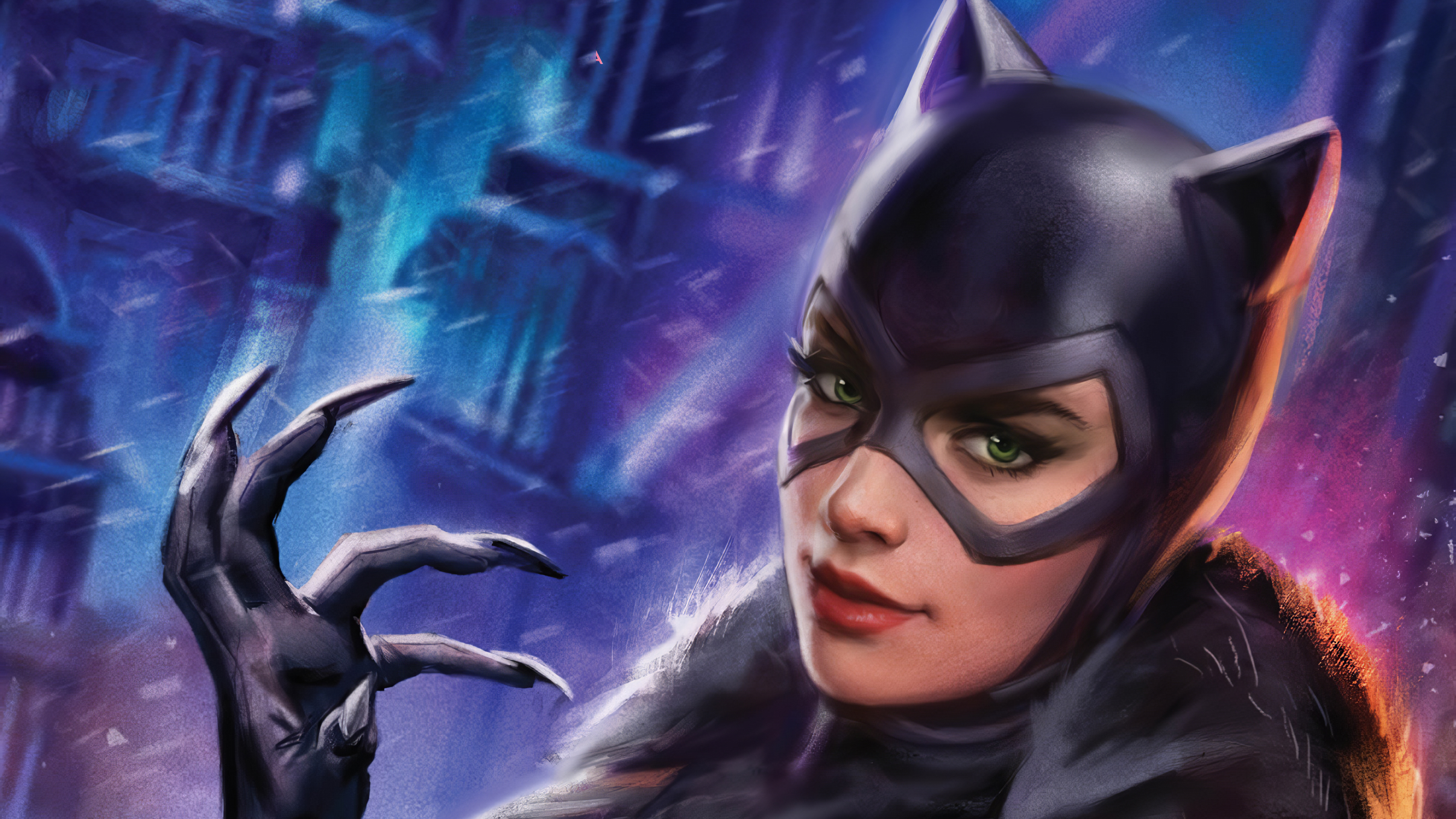Download Green Eyes Lipstick DC Comics Comic Catwoman 4k Ultra HD Wallpaper