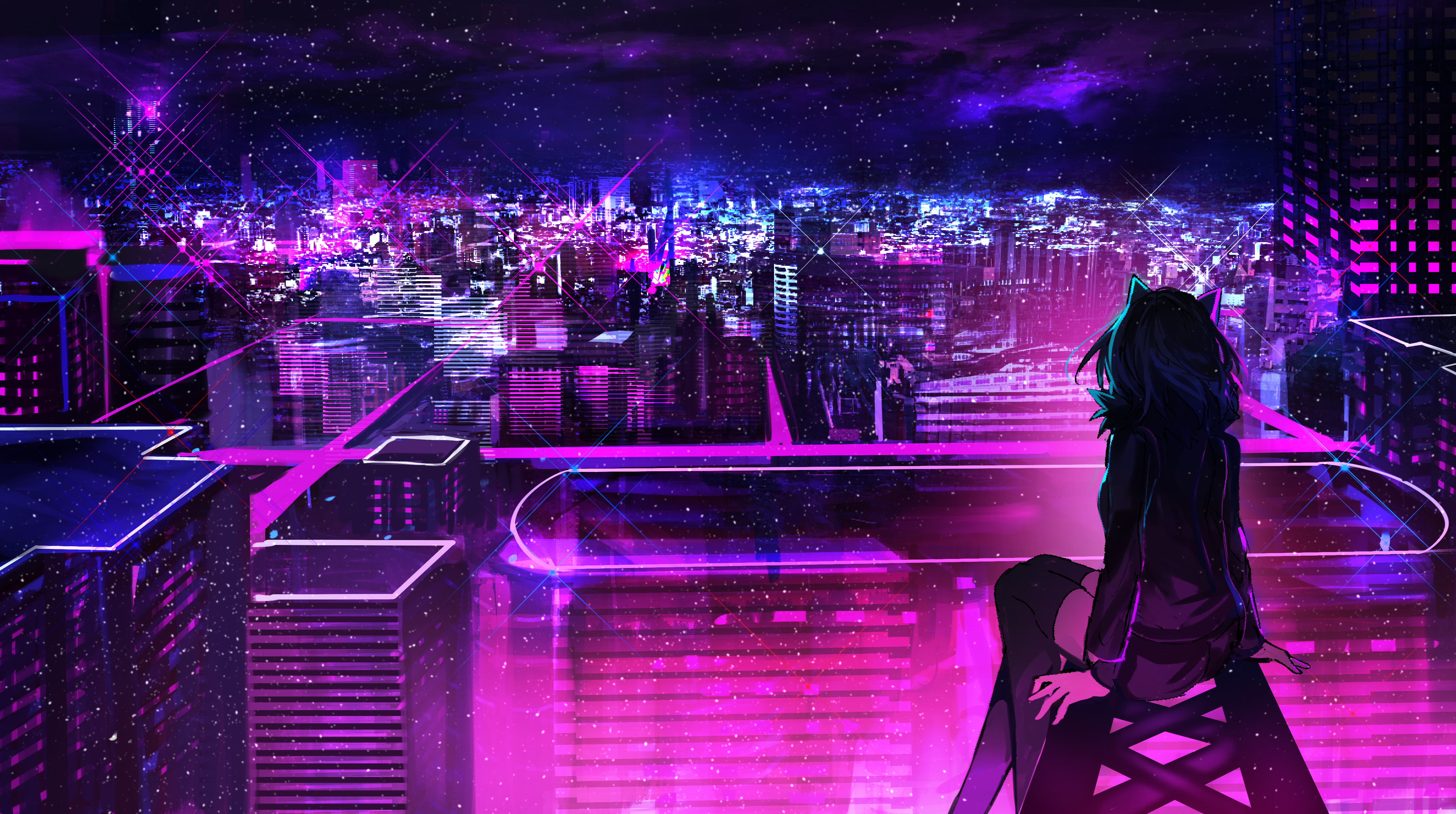 Anime City 4k Ultra HD Wallpaper by tarbo