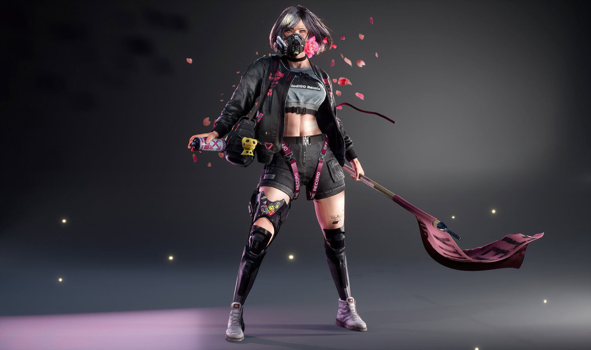 Download Black Hair Shorts Gas Mask Short Hair Sci Fi Woman 4k Ultra HD Wallpaper by Yaroslav Lavrentev