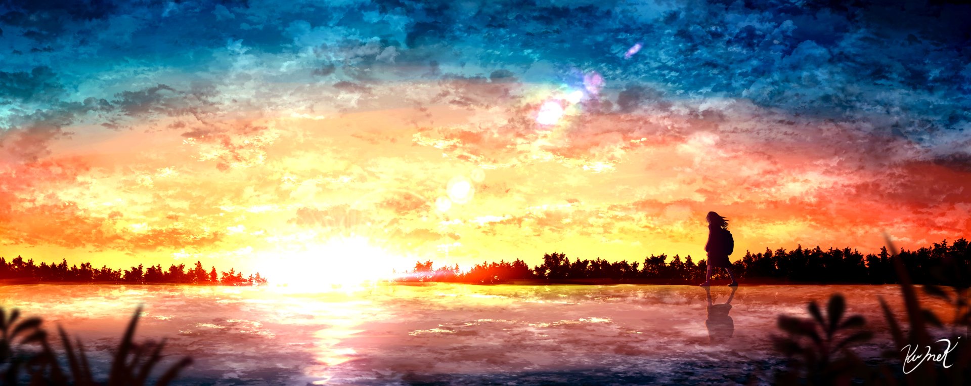 Download Sunset Anime Original HD Wallpaper by クメキ