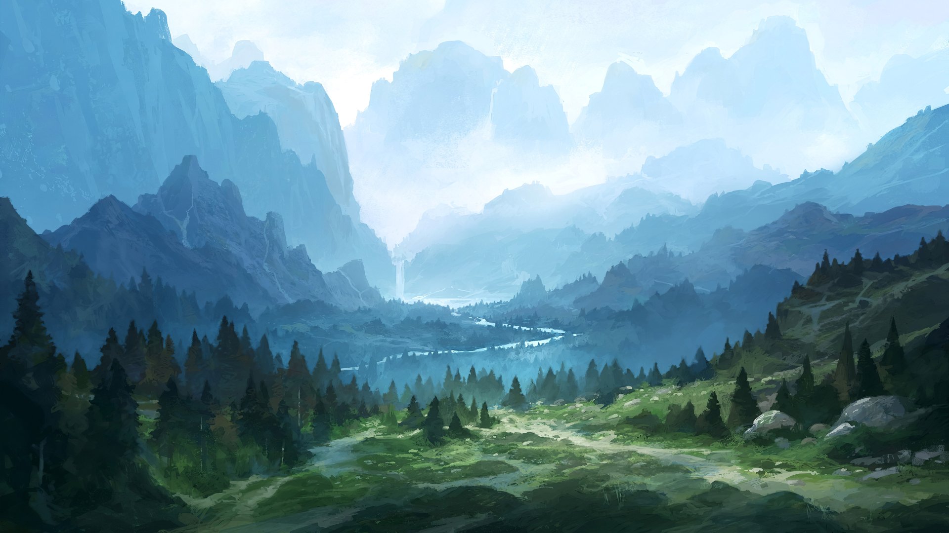 3840x2160 Green Mountain Landscape Wallpaper Background Image. 